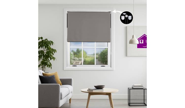 Furnished Dark Grey Blackout Roller Blind with Metal Fittings - 130 x 165cm