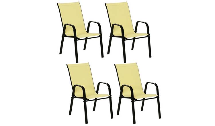 Outsunny Set of 4 Stackable Outdoor Chairs with High Backrest - Beige
