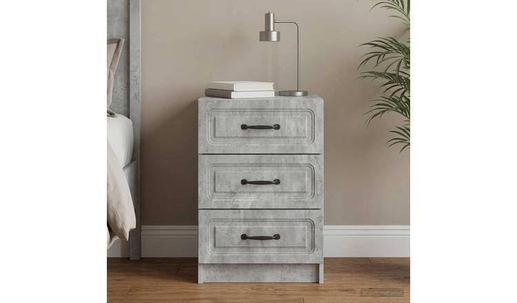 Walplus Engineered Wood Bedside Table - Concrete Grey - 43 x 41 x 63.5 cm