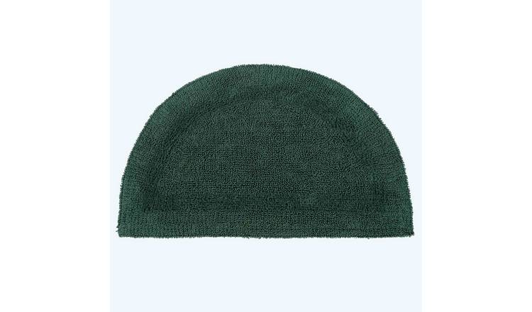 Homescapes Cotton Reversible Semi Circle Bath Mat - Forest Green