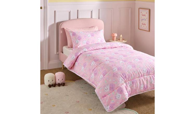 OHS Kids Cotton & Candy Marshmallow Coverless 10.5 Tog Duvet Set - Pink - Single