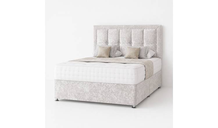 Comfy Deluxe 2ft6 Small Single Crushed Velvet Divan Bed Set - Silver