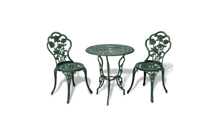 Walplus 3 Piece Cast Aluminium Bistro Set - Green - 59 x 59 x 62 cm