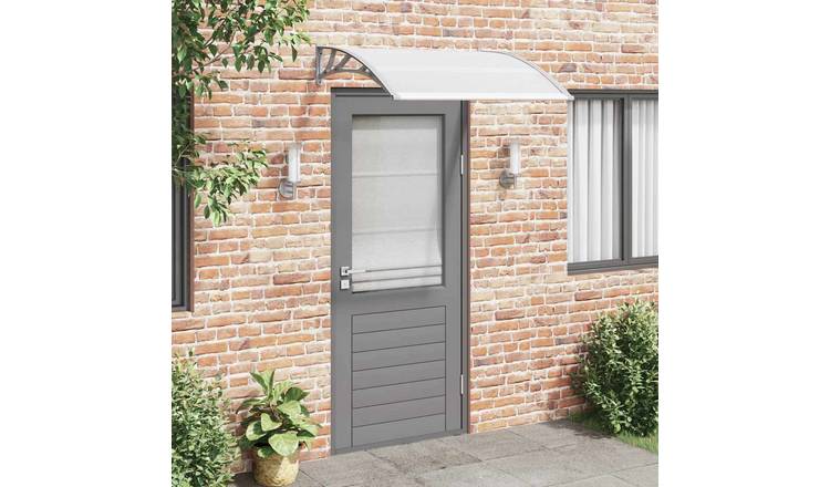Walplus Door Canopy - Grey Brackets and Transparent Sheets - 120 x 100 cm