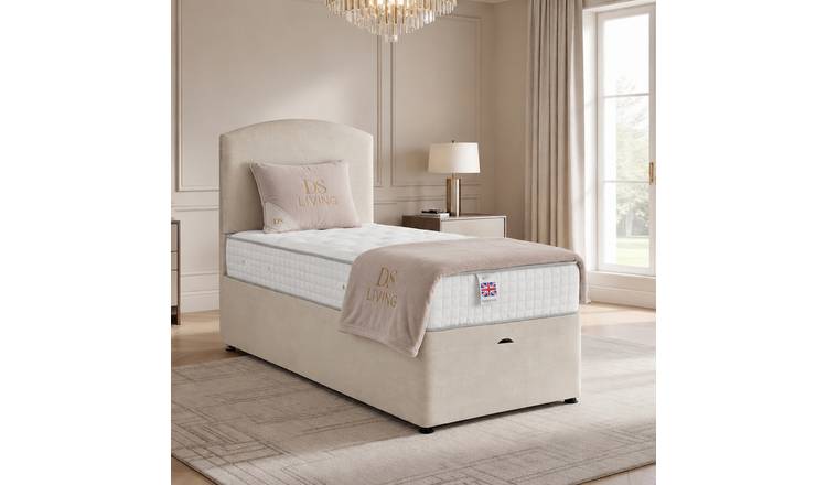 DS Living Opulence Single Upholstered Ottoman Bed Frame - Cream