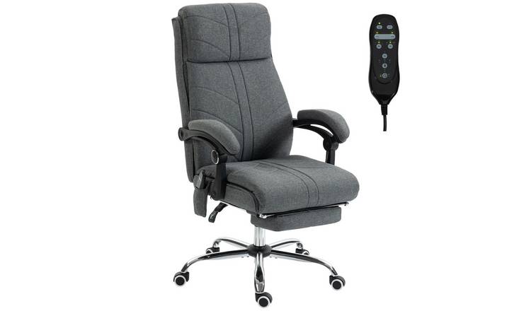 Vinsetto 4 Point Vibration High Back Faux Linen Desk Chair - Grey