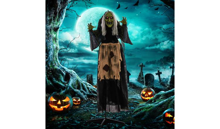 HOMCOM 5.2ft Animated Halloween Standing Witch Decoration