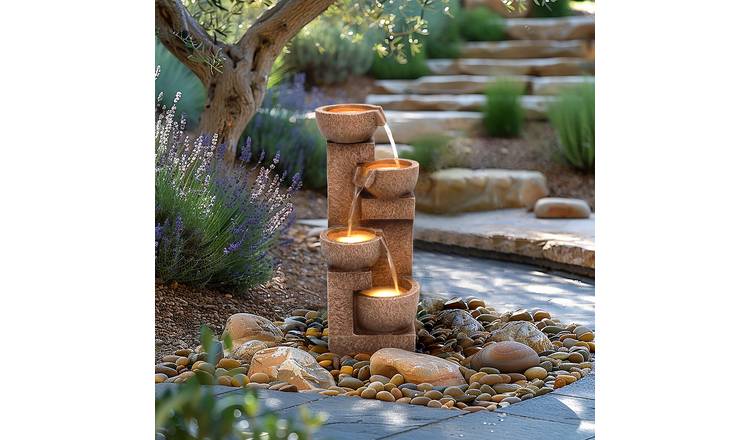 Charles Bentley Danube Mains Powered Cascading Water Feature - Brown