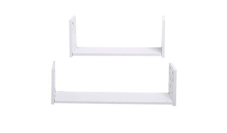 Living and Home Set of 2 U-Shaped Wall Floating Shelves - White