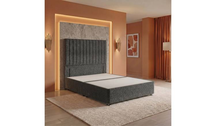Somnior Heritage Tweed Super King Divan Bed Base & 54" Headboard - Charcoal
