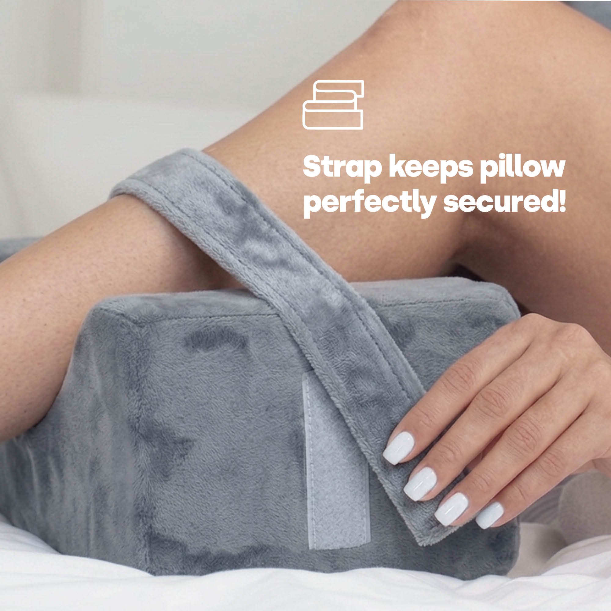 LIVIVO Ergonomic Fleece Knee Support Leg Pillow - Grey - Image 3