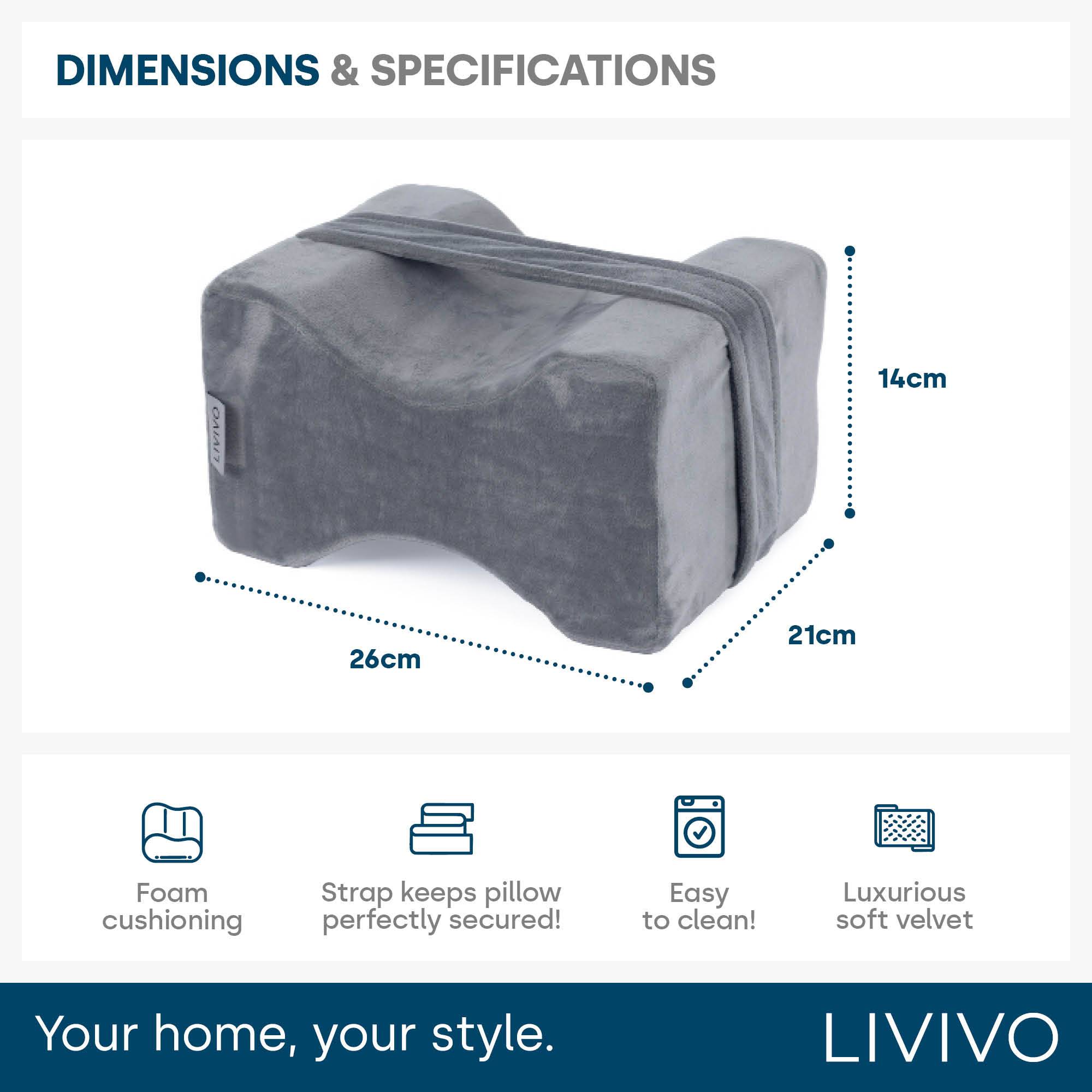 LIVIVO Ergonomic Fleece Knee Support Leg Pillow - Grey - Image 6