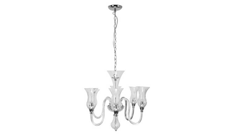 Orsina Abelia 6 Arm Glass Chandelier - Chrome
