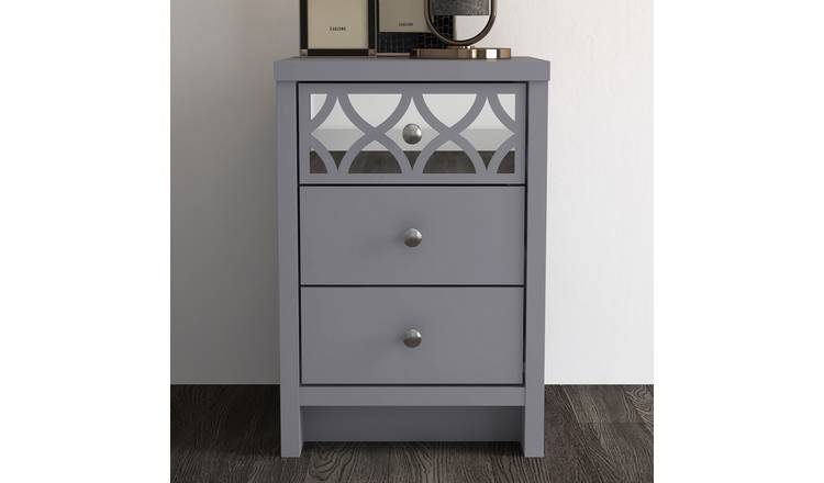 GFW Arianna 3 Drawer Bedside Table - Grey