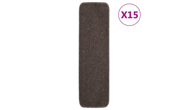 Walplus Pack of 15 Rectangular Polypropylene Stair Mats - Brown - 20 x 75 cm