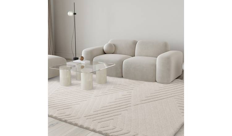 Mega Flooring White Handmade Geometric Rug - 120 x 170cm