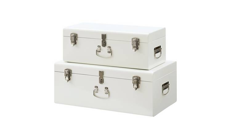 Beautify Set of 2 Stainless Steel Storage Trunks - Cream