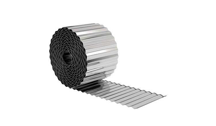 Outsunny Galvanised Steel Garden Edging Border for Flower Beds - Silver