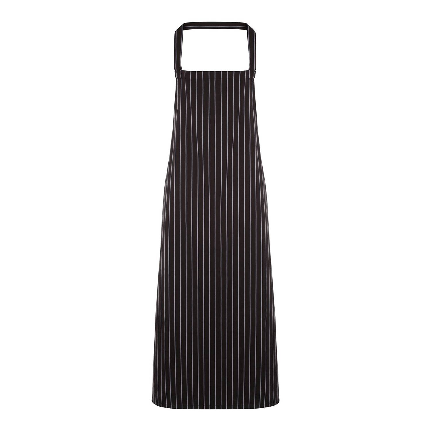 Premier Striped Woven Full Apron - Black & Grey - Image 1