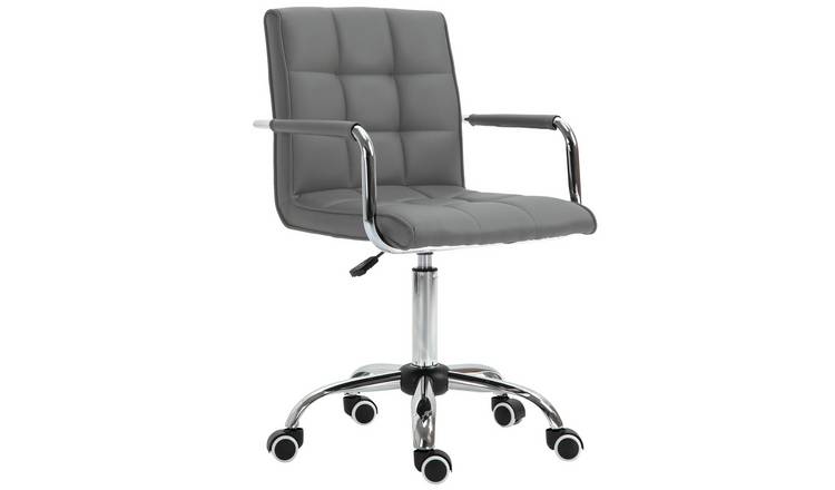 Vinsetto PU Leather Mid Back Makeup Vanity Chair - Grey