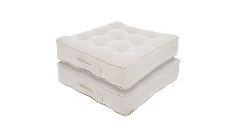 Harbour Housewares Square Armchair Booster Cushions 50 x 50cm Cream - Pack of 2