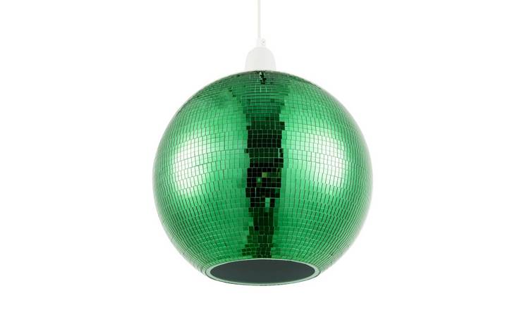 Happy Homewares Green Shiny Disco Mosaic Ball in Mirrored Pendant Shade - 25cm
