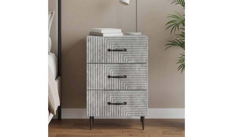 Walplus Engineered Wood Nightstand - Concrete Grey - 43 x 41 x 66.5 cm