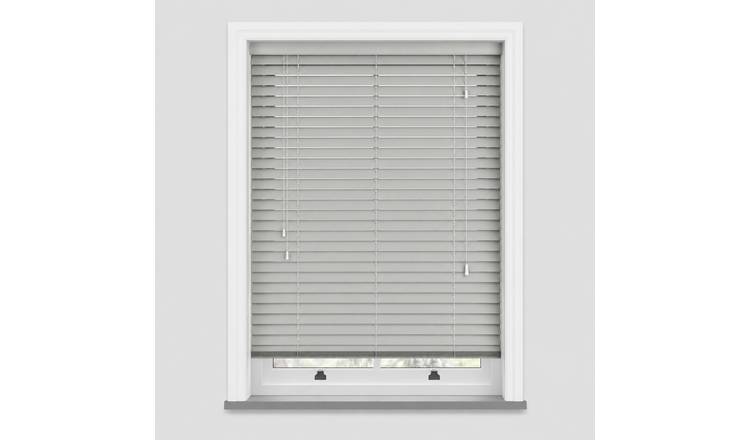 New Edge Blinds Dove Faux Wood String Smooth Venetian Blind - 110cm x 120cm