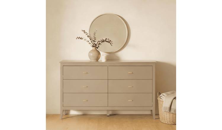 Home Source Grace 6 Drawer Chest with Gold Handles - Greige