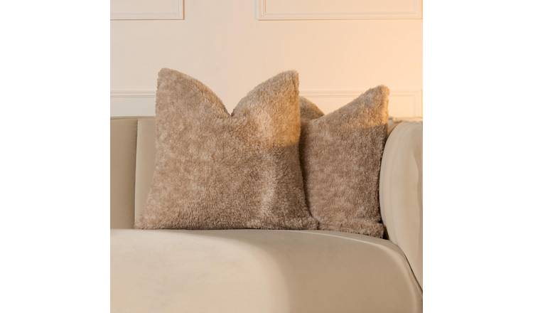 OHS 2 Pack Teddy Marl Cushion Covers 45 x 45cm - Natural