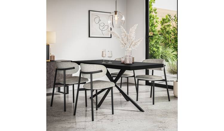 Furniture Online Donni Black Dining Table & 4 Myla Grey Chairs