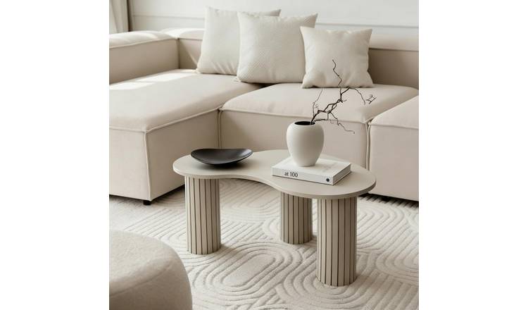 OHS Madison Ribbed Irregular Coffee Table - Natural