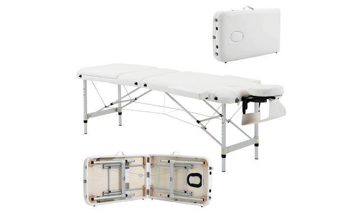 HOMCOM Aluminium Foldable Massage Portable Table 3 Section Aluminium - White