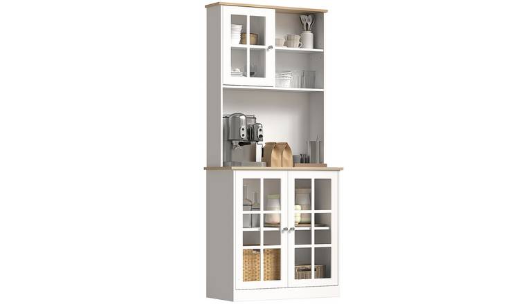 HOMCOM Freestanding Kitchen Cupboard with Doors and Adjustable Shelves - White