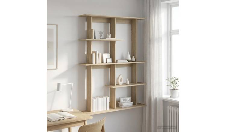 Walplus Engineered Wood Wall Shelf - Light Oak - 102 x 20 x 130 cm