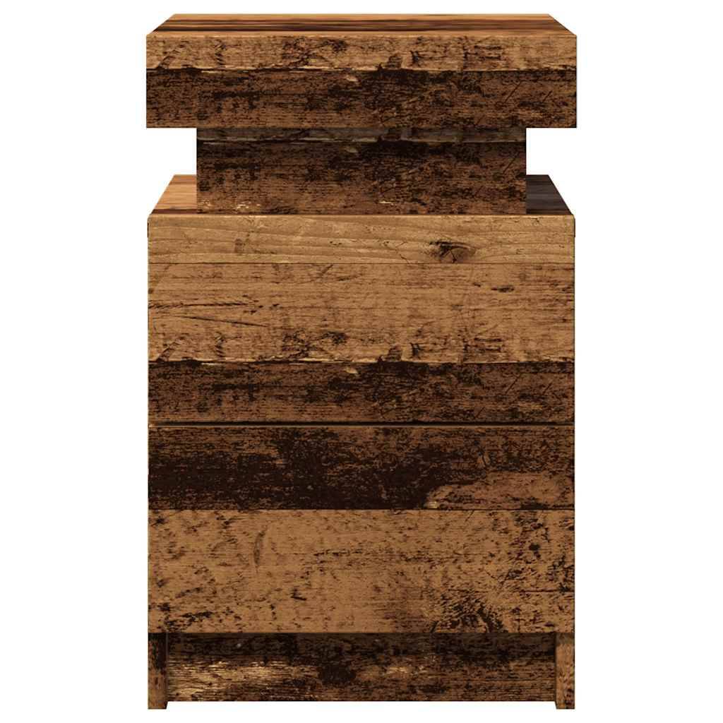 Walplus LED Engineered Wood Bedside Cabinet - Dark Wood - 35 x 39 x 55 cm - Image 5