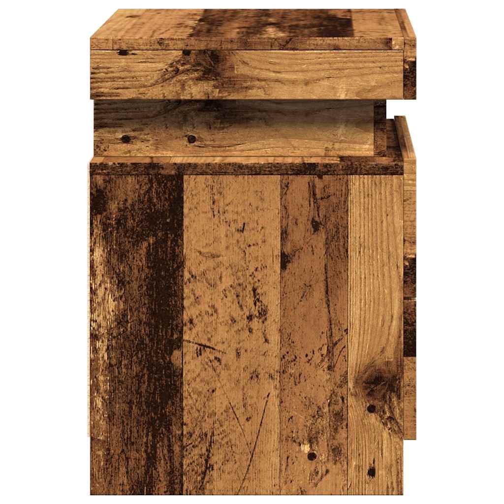 Walplus LED Engineered Wood Bedside Cabinet - Dark Wood - 35 x 39 x 55 cm - Image 8