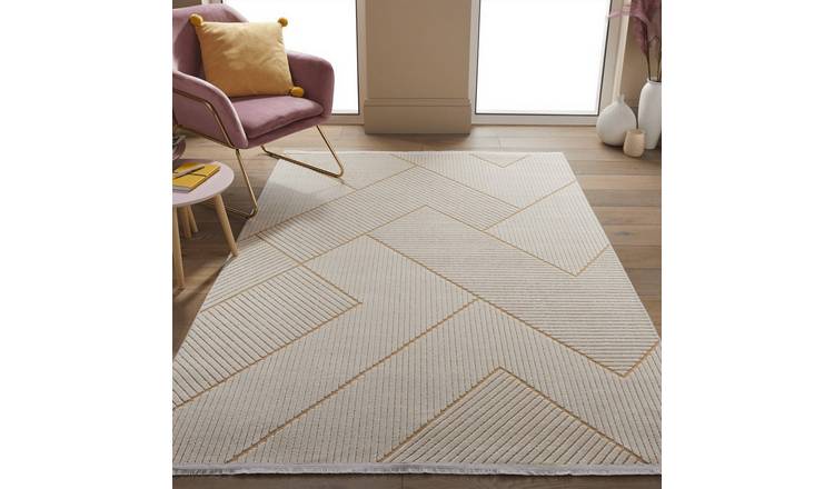 Mega Flooring White Modern Geometric Rug - 160 x 220cm