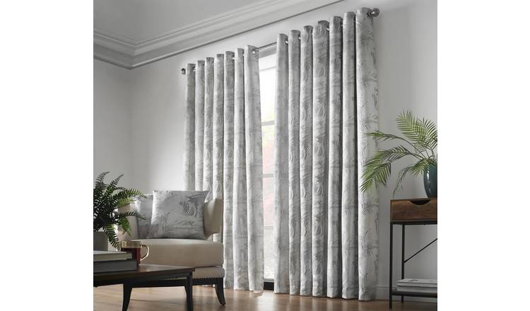 Alan Symonds Fiji Eyelet Curtains - Silver - 168 x 183cm