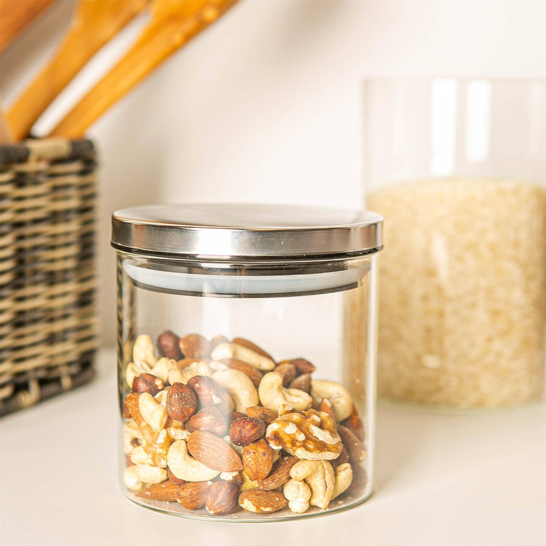Argon Tableware Scandi Storage Jars with Metallic Lids  - Silver - Set of 3 - Image 6