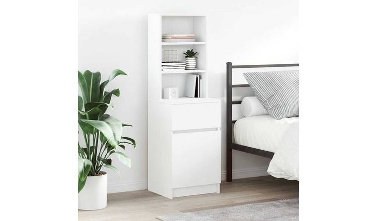 Walplus Engineered Wood Bedside Cabinet - White - 39 x 35 x 125 cm