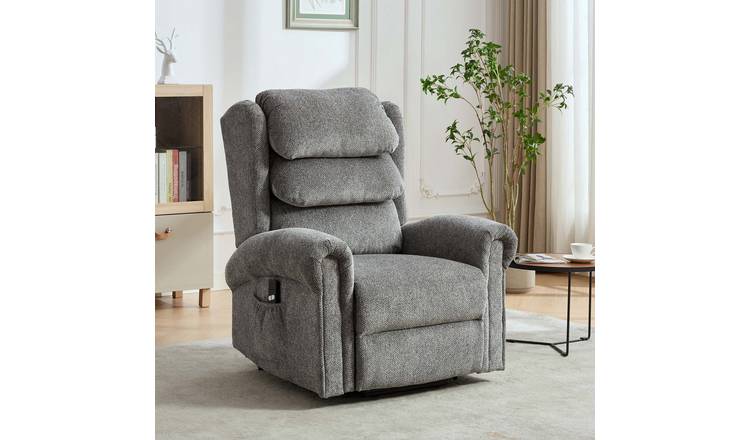 Furniture Online Belvoir Grey Fabric Single Motor Rise Recliner Chair - Grey