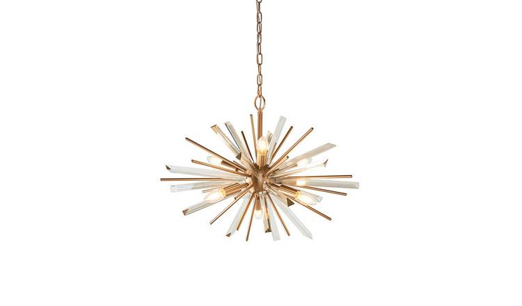 Loops Direct 60cm Diameter Steel and Glass Pendant Light - Antique Brass