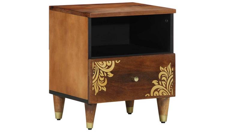 Walplus Solid Wood Bedside Table - Brown - 40 x 33 x 46 cm (Honey Brown)
