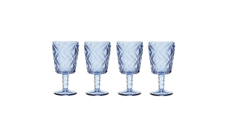 Orsina Fleur Set of 4 Wine Glasses – Blue
