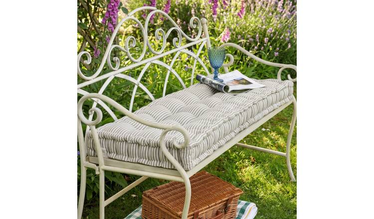 Dibor Pyreneés 112x44cm Cotton Stripe Reversible Bench Cushion - Grey