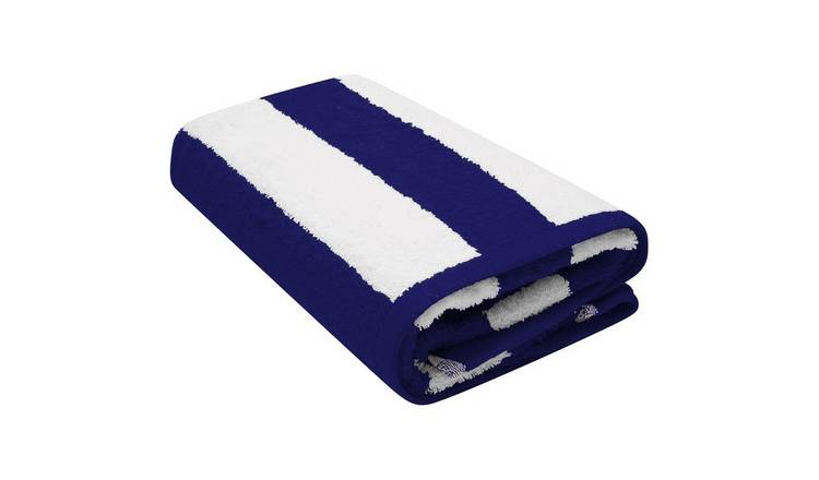 K Collection Striped Pack of 2 Navy Beach Towel - 152cm x 76cm