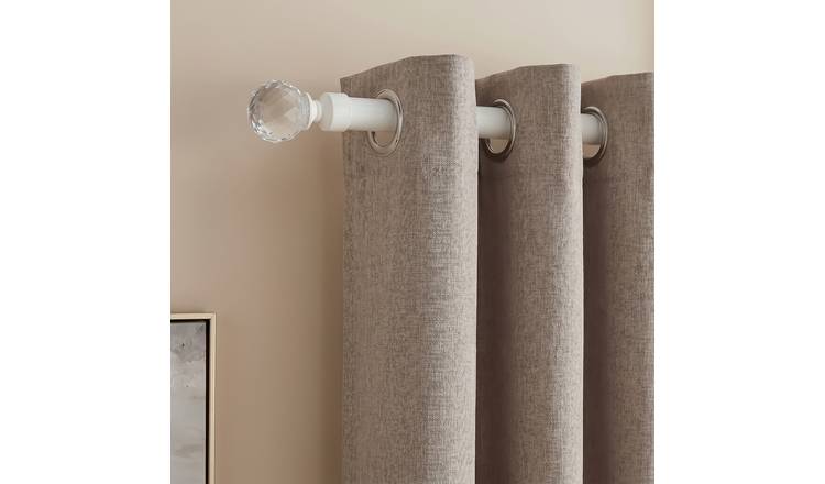 OHS 16mm Crystal Ball Extendable Curtain Pole 120-220cm - Cream