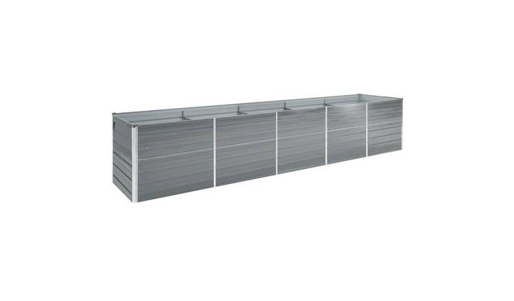 Walplus Galvanised Steel Raised Garden Bed - Grey - 400 x 80 x 77 cm
