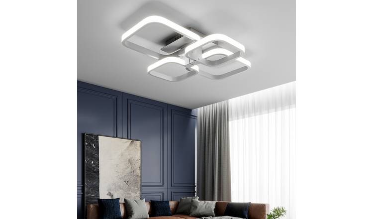 Living and Home LED Semi Flush Ceiling Light - White
